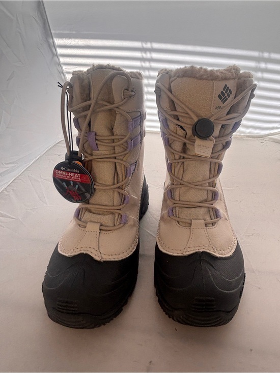 Columbia Other - Columbia Kids Beige, Black and Purple Winter Boots